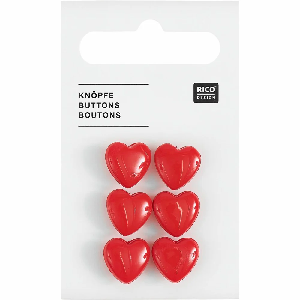 Rico Button Heart 6pc