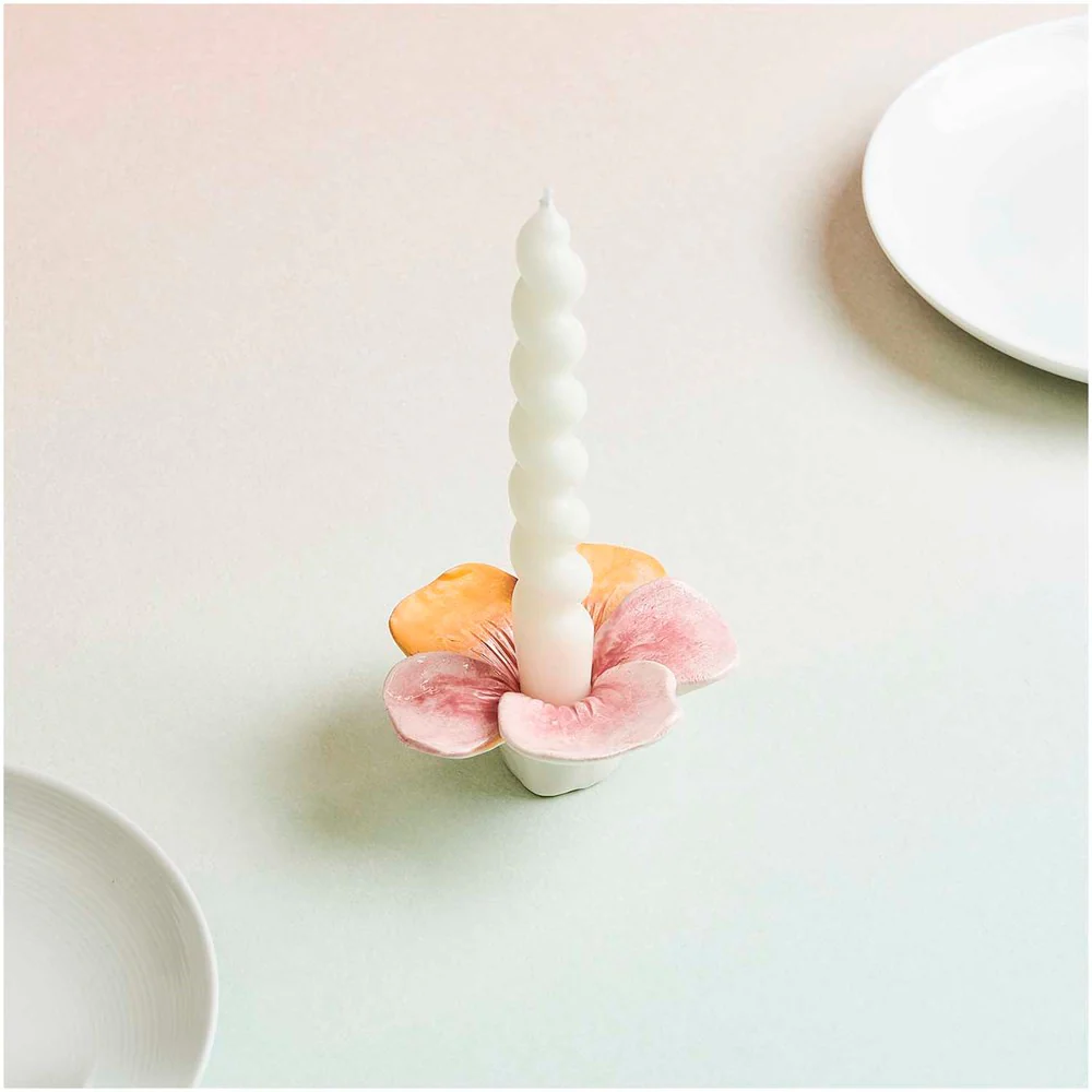 Rico Ceramic Candle Holder Pansy Pink - Image 2