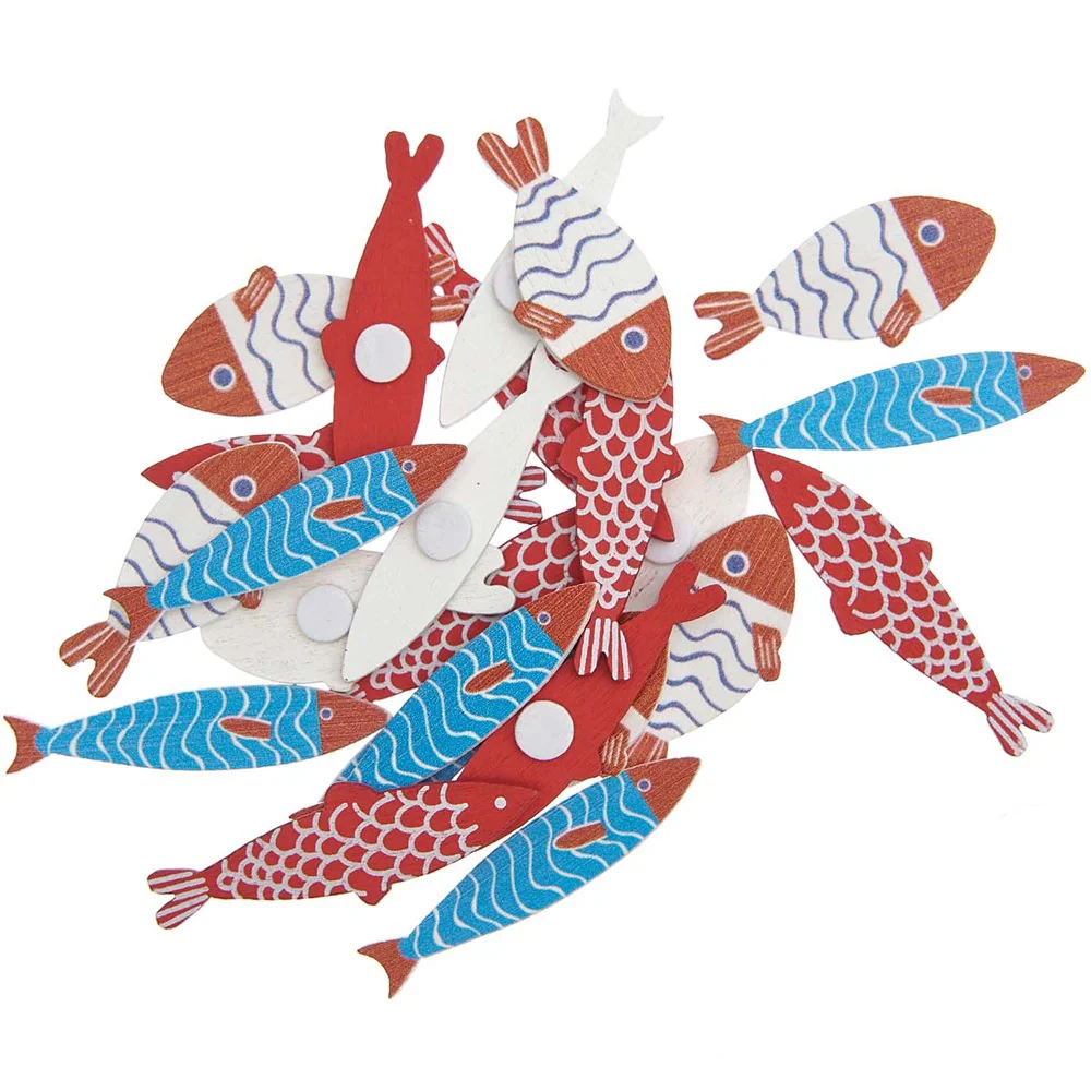 Ohhh Lovely Red / Blue Fish Wooden Stickers