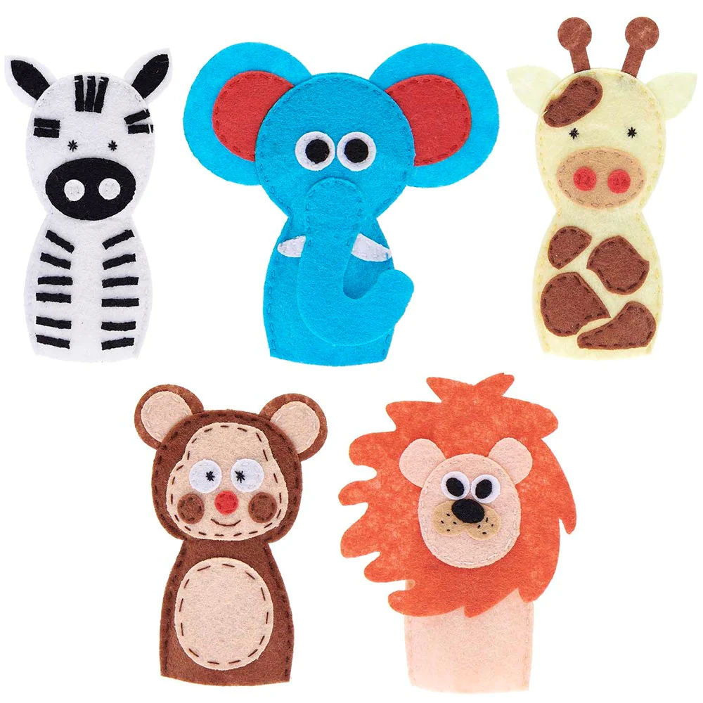 Rico Craft Kit Felt Finger Puppets Wild Animals
