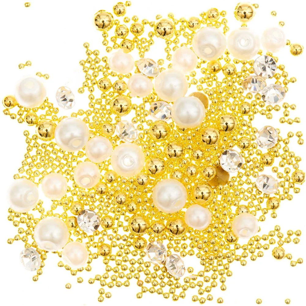 Resin Filling Pearls / Diamonds / Beads Gold 13.5g