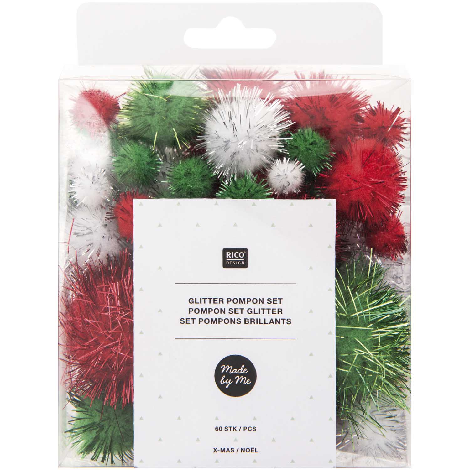 Rico Glitter Pompon Set Red / Green