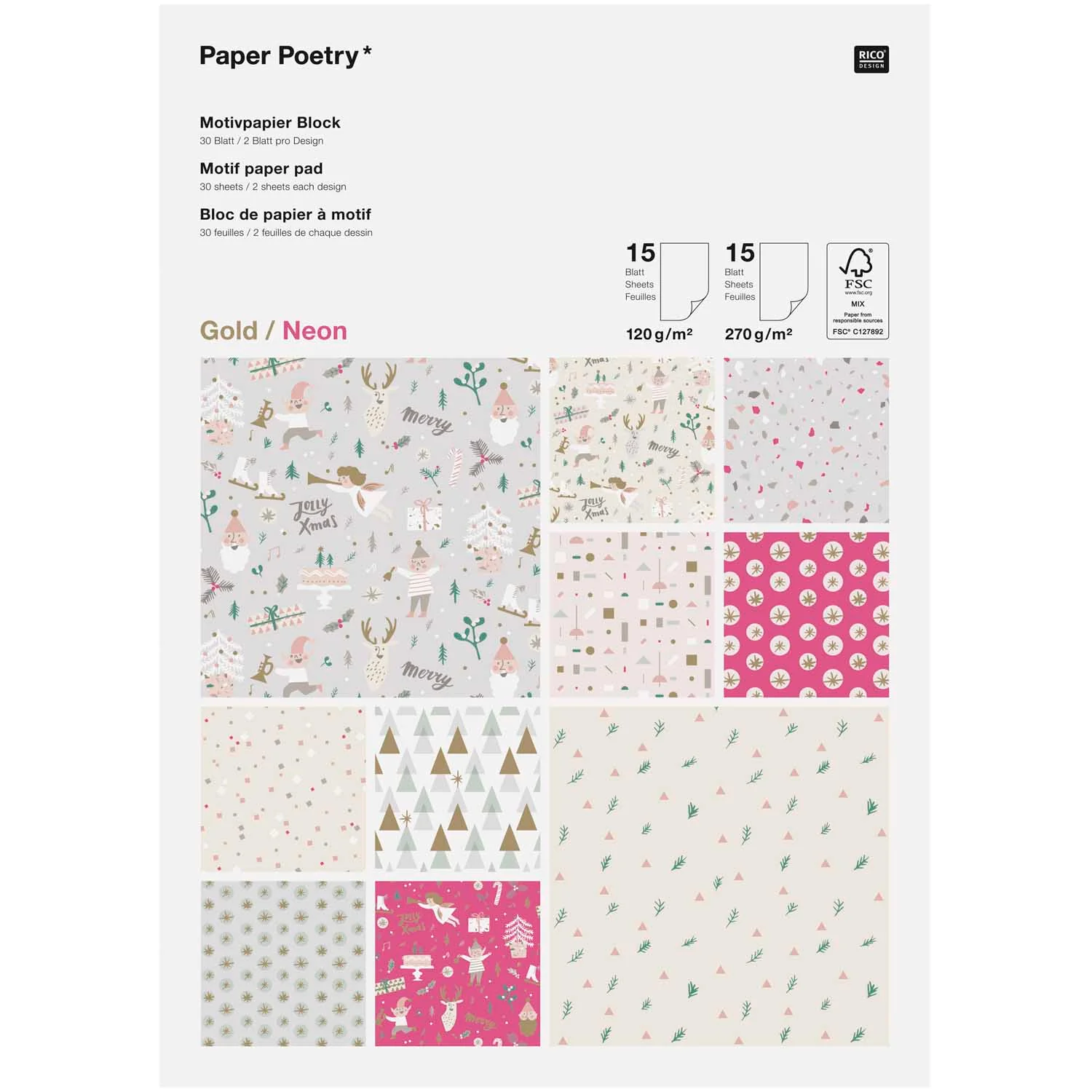 Rico Motif Paper Pad - Christmas Pastel