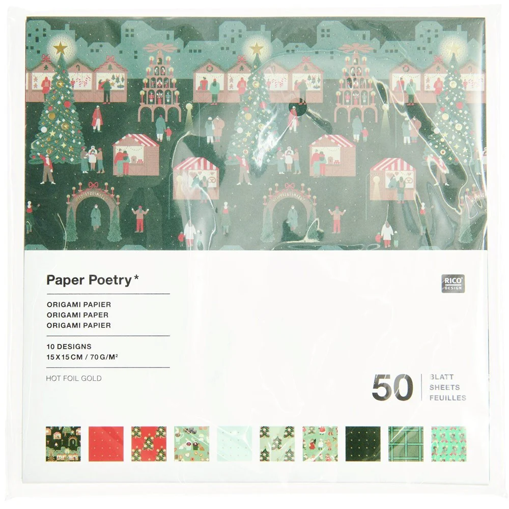 Paper Poetry Origami Paper Christmas Market 15 x 15cm
