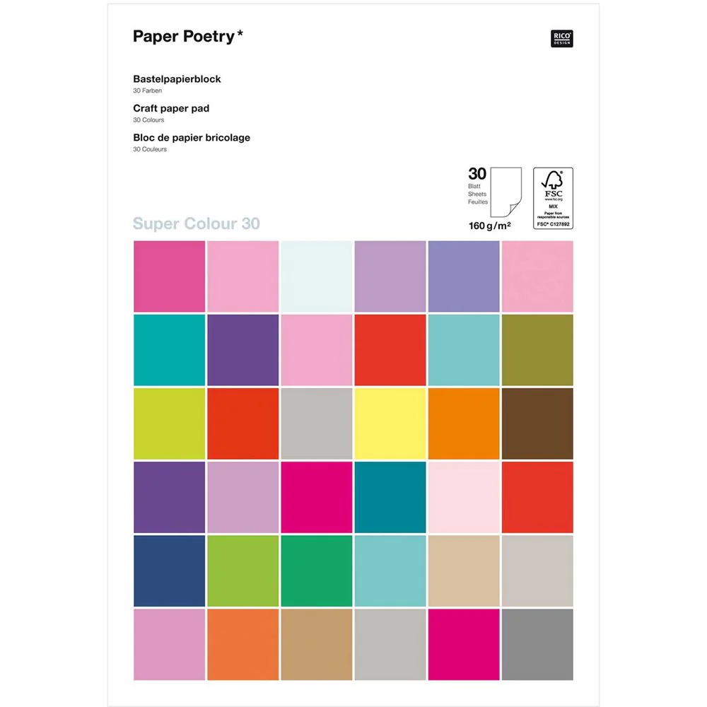 Paper Poetry Craft Paper Pad A4 Super Colours