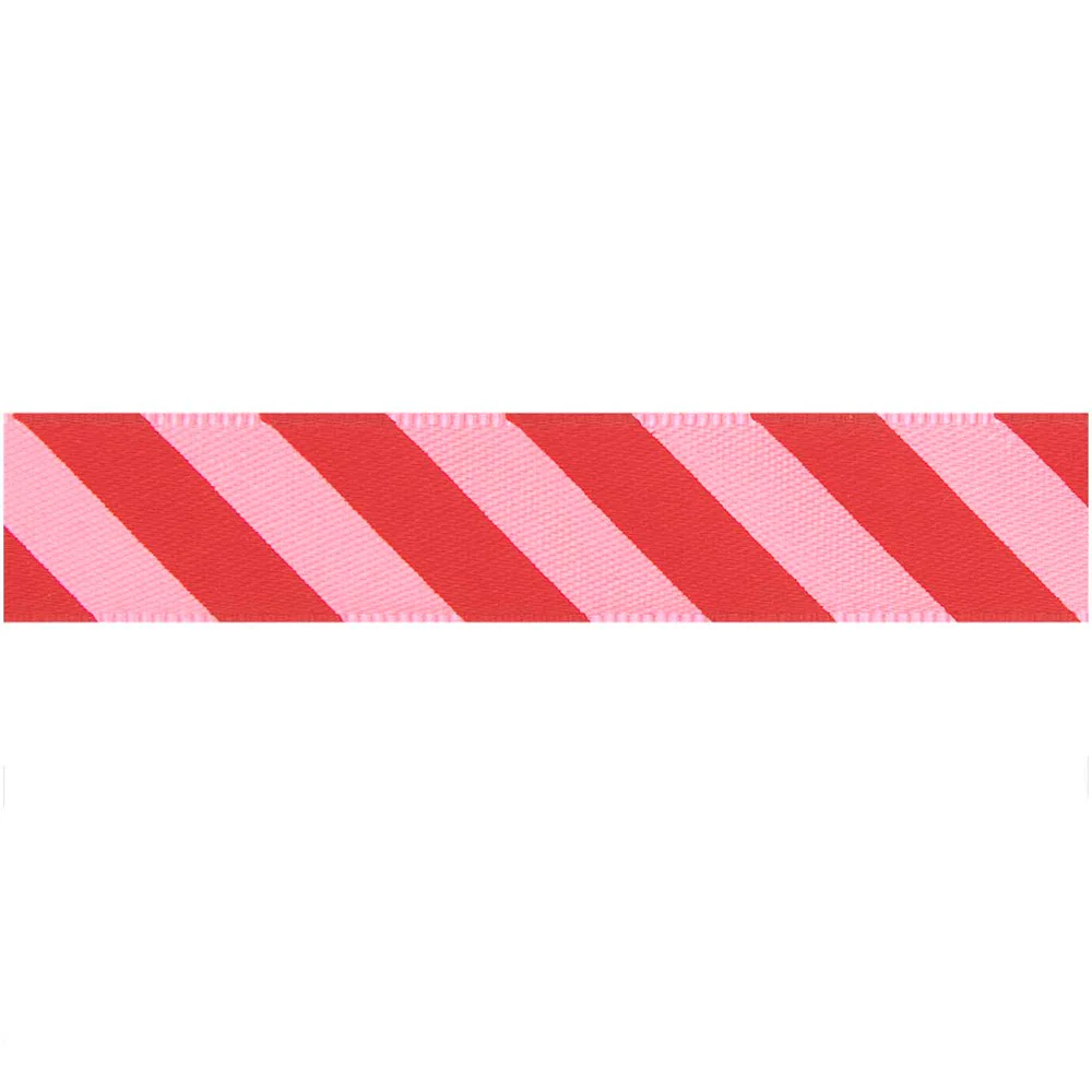 Paper Poetry Satin Ribbon Stripes 16mm Neon Pink / Red