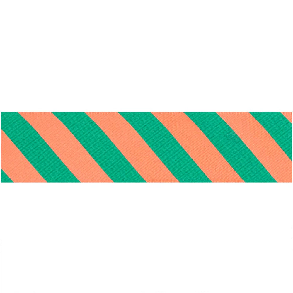 Paper Poetry Satin Ribbon Stripes 25mm Neon Red / Turquoise