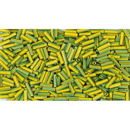 Rod Shaped Green Yellow Beads 6.75mm
