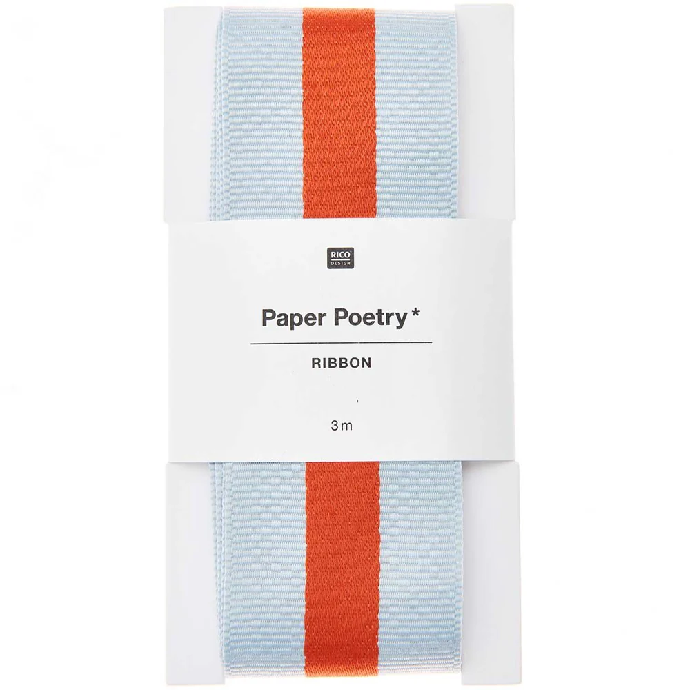Paper Poetry Woven Ribbon Multi Stripes Grey / Orange