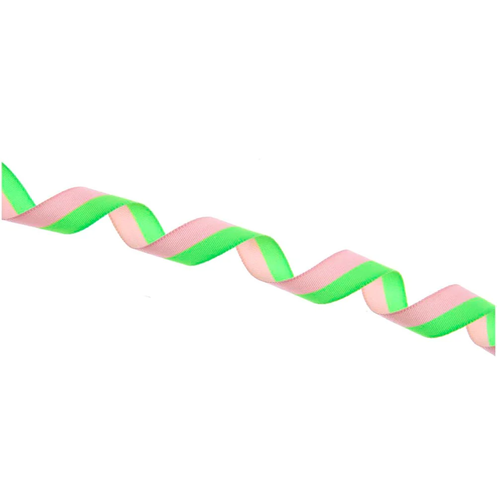 Paper Poetry Woven Ribbon Multi Stripes Pink / Neon Green - Image 3
