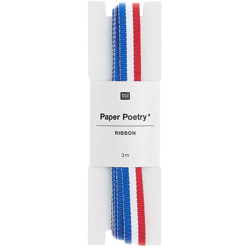 Paper Poetry Woven Ribbon Multi Stripes Blue / White / Red