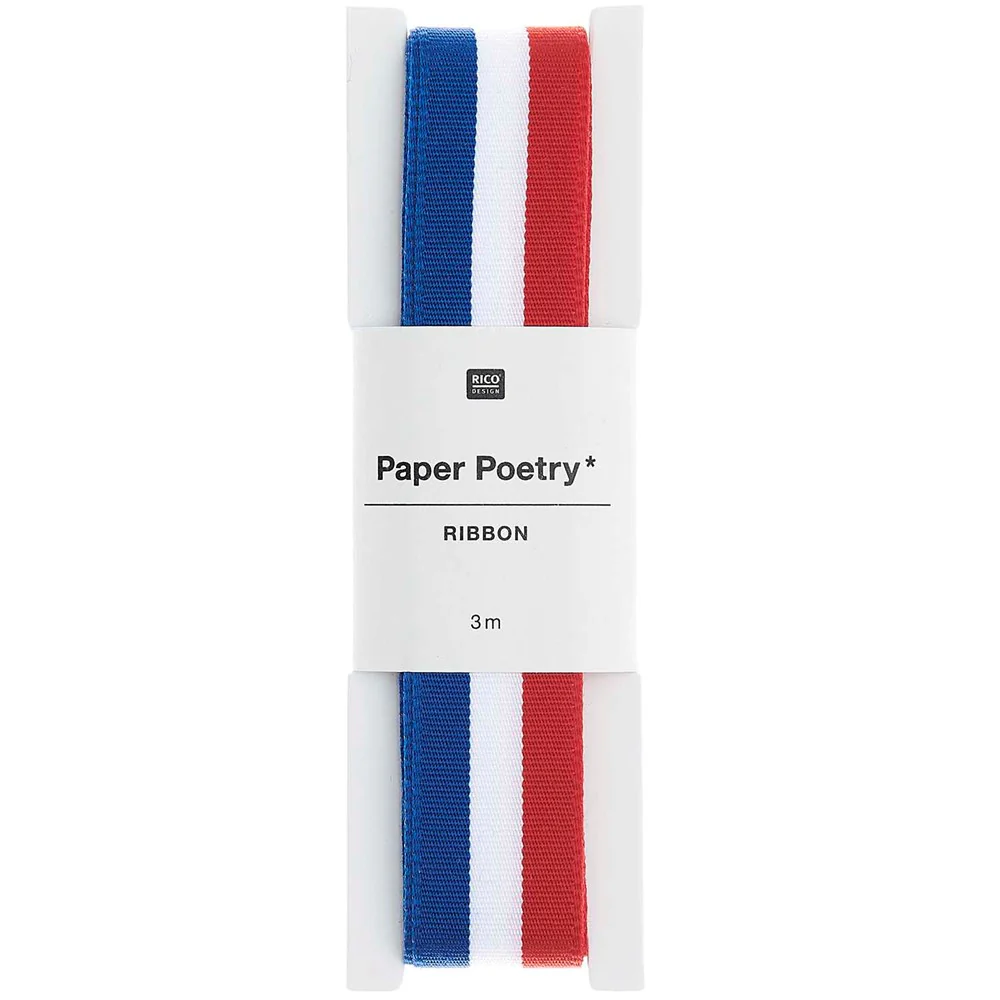 Paper Poetry Woven Ribbon Multi Stripes Blue / White / Red