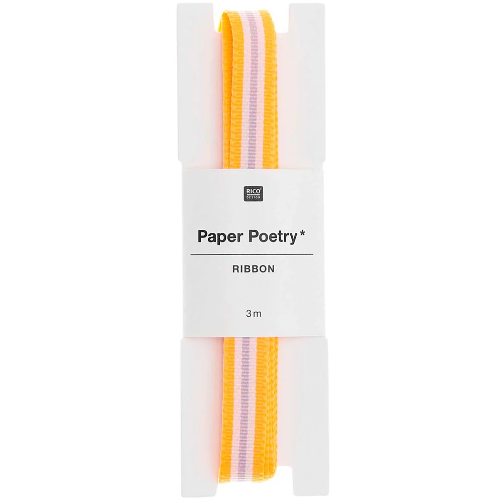 Paper Poetry Woven Ribbon Multi Stripes Orange / White / Lilac
