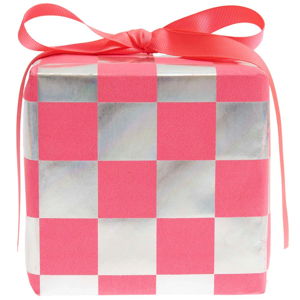 Paper Poetry Wrapping Paper Chessboard Neon Pink / Silver - Image 3