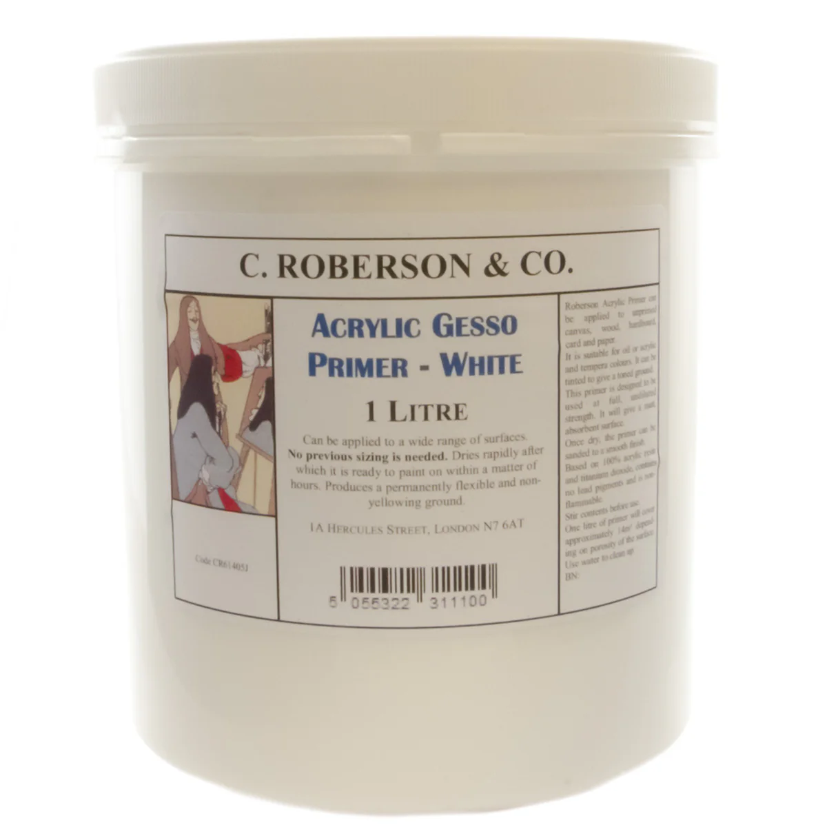 Roberson Acrylic Gesso Primer White 1 Litre