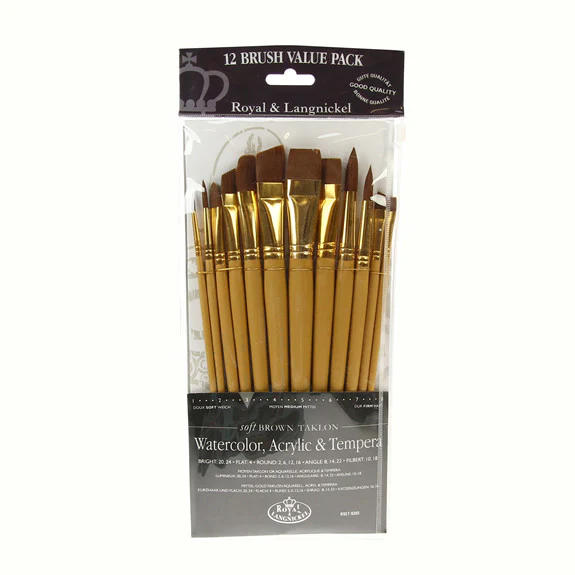 Royal Brush ZipLock Set - Soft Brown Taklon Round Variety - Image 3