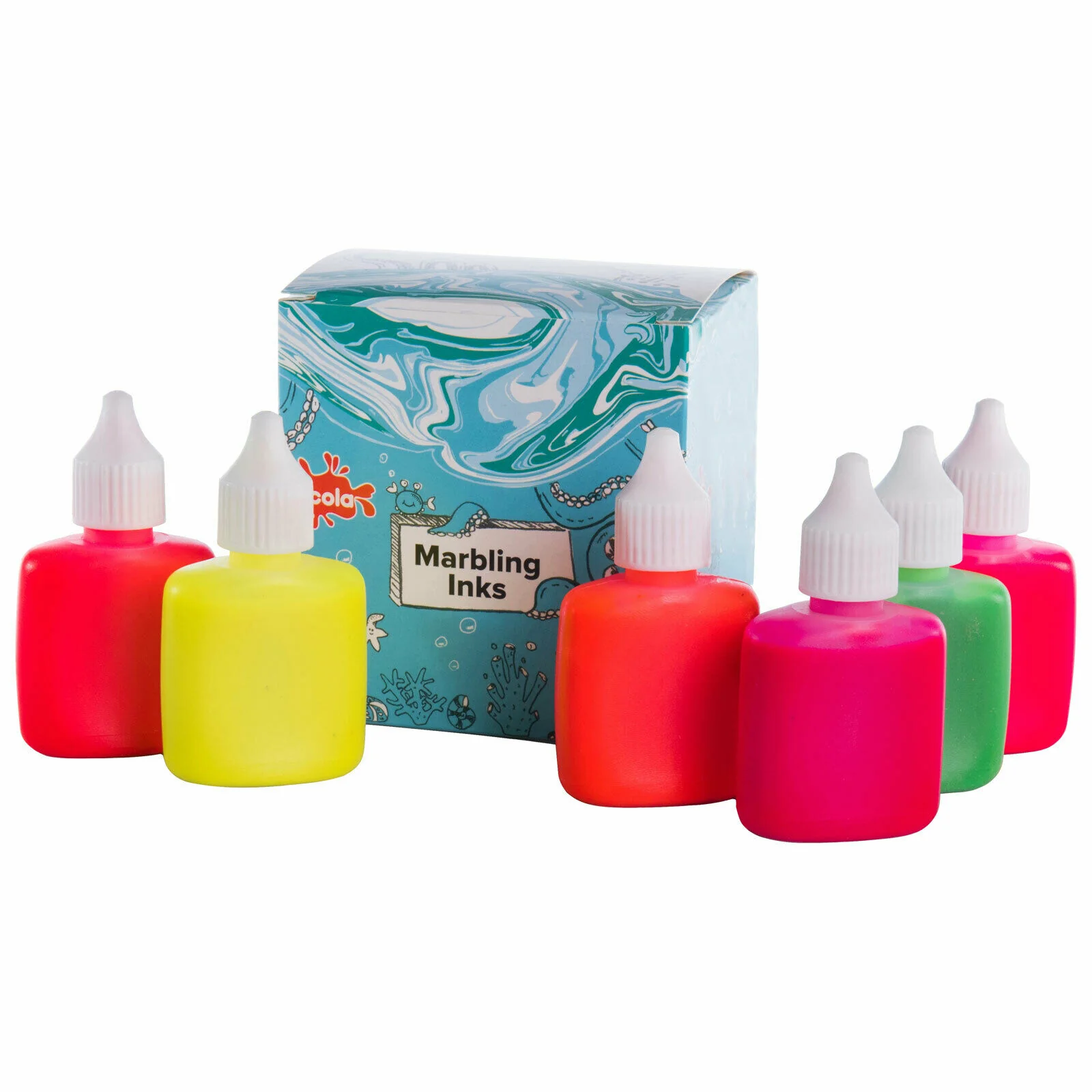 Fluorescent Marbling Ink Assorted 25ml 6pk