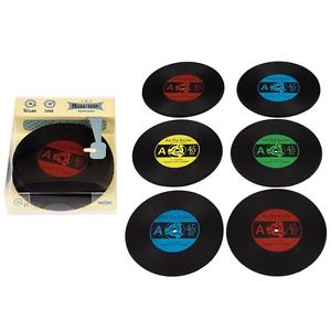 Set Of Six Silicone "Record" Coasters