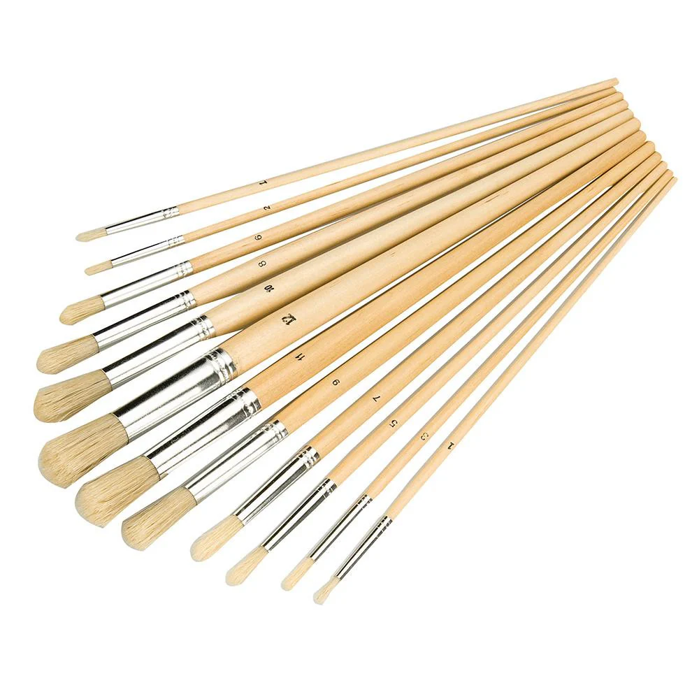Silverline Artist Paint Brush Set 12pc - Pointed Round Tip