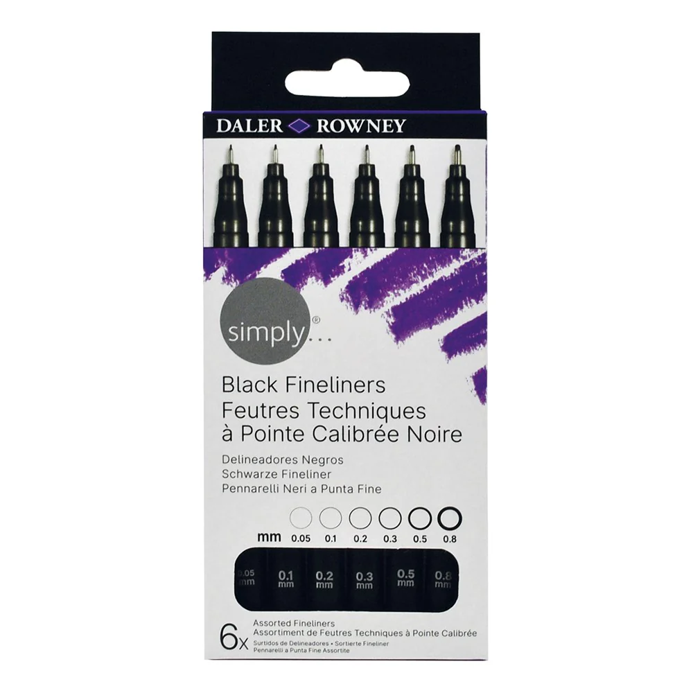Simply Black Fineliner Set 6pk