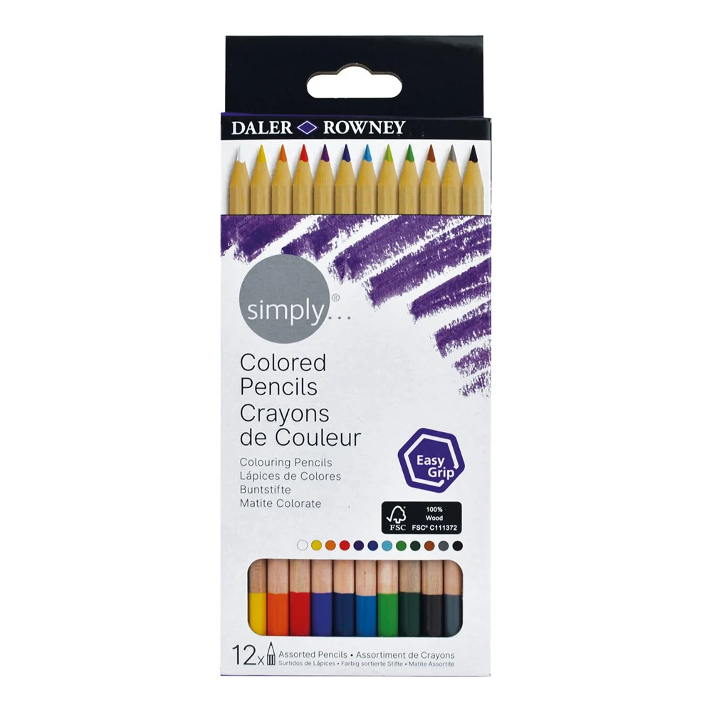Simply Hexagonal Coloured Pencils Set 12pk