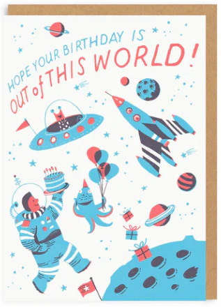 Space Birthday Greeting Card