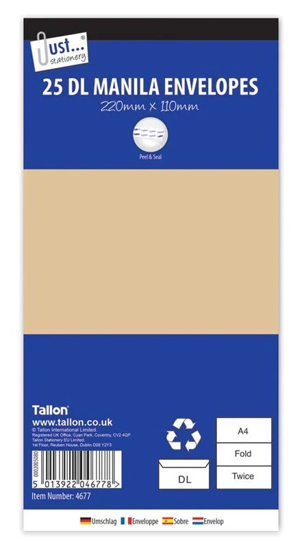 Tallon 25 DL Manilla Envelopes