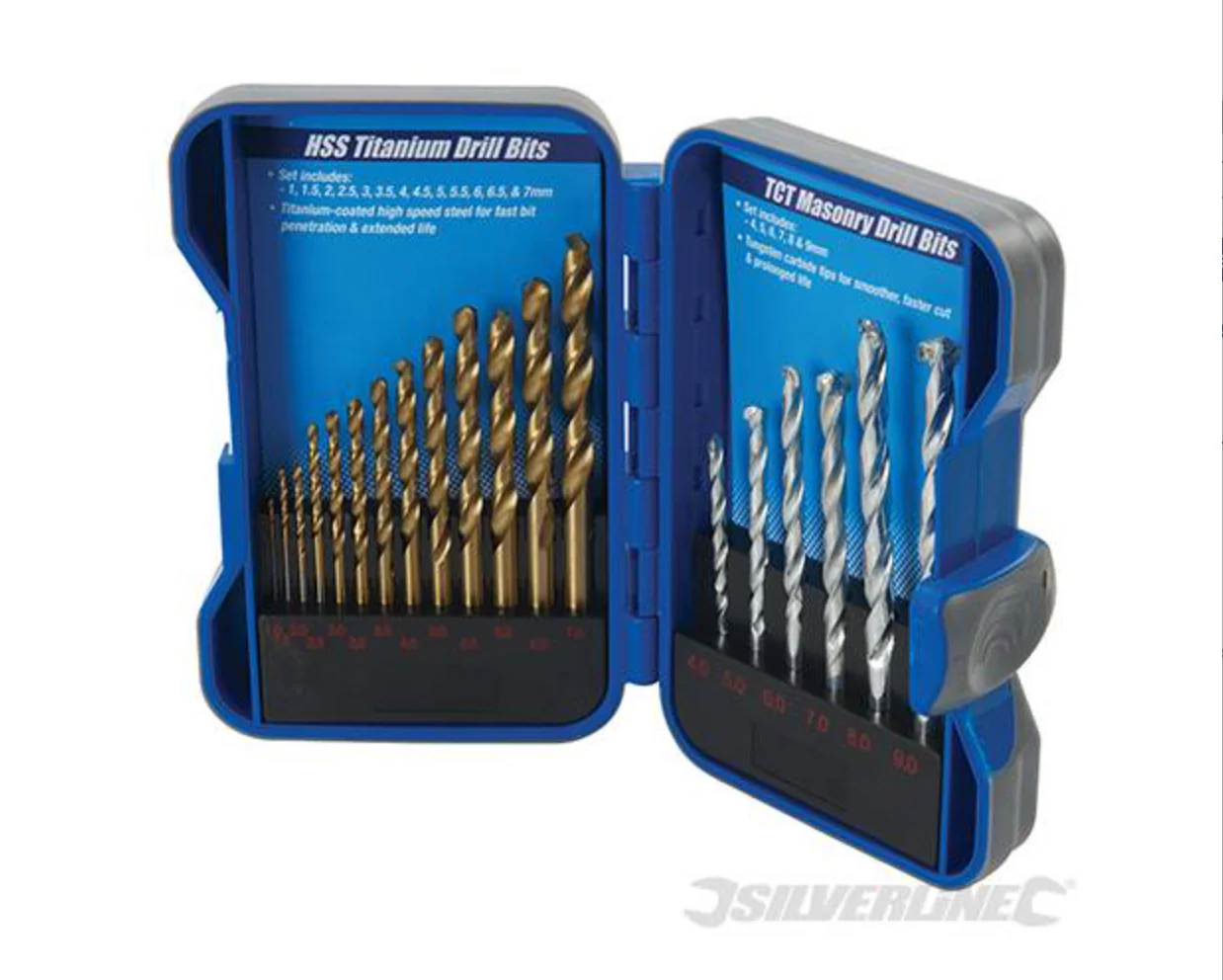 Titanium-Coated HSS & Masonry Drill Bit Set 19pce