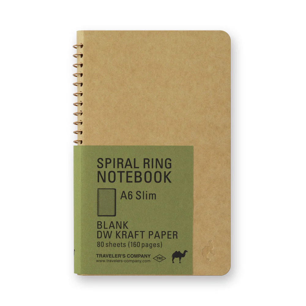 Midori: Traveler's Spiral Ring Notebook: A6 DW Kraft - Slim
