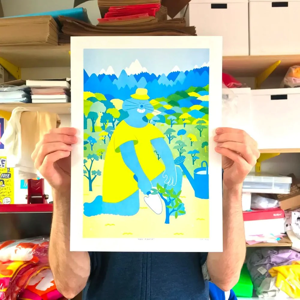 Tree Planter Riso Print - Image 2