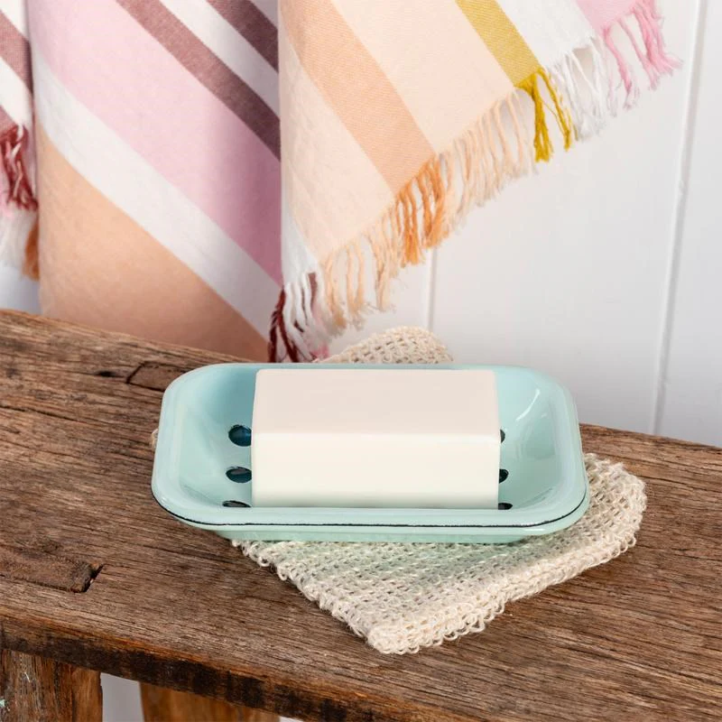 Two-part enamel soap dish - Green - Image 2