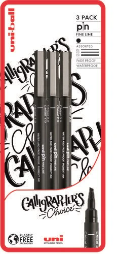 Uni PIN 3pc Blister Calligrapher's Choice PFP