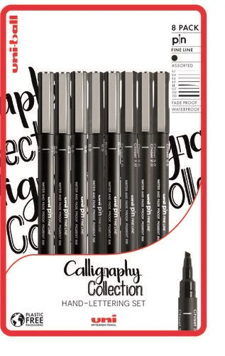 Uni PIN 8pc Blister Calligraphy PFP