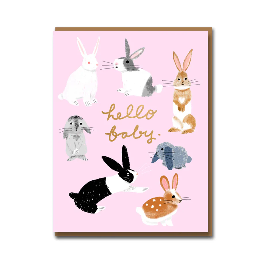 Usagi Three Hello Baby Card