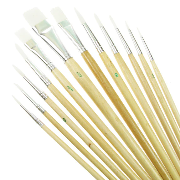 Value Brush Set White Taklon SH Assorted 12 Pack