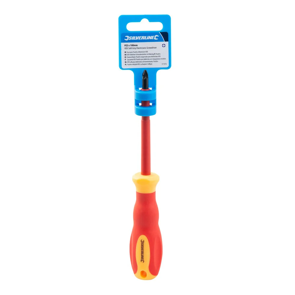 VDE Soft-Grip Electricians Screwdriver Pozidriv PZ2 x 100mm - Image 2