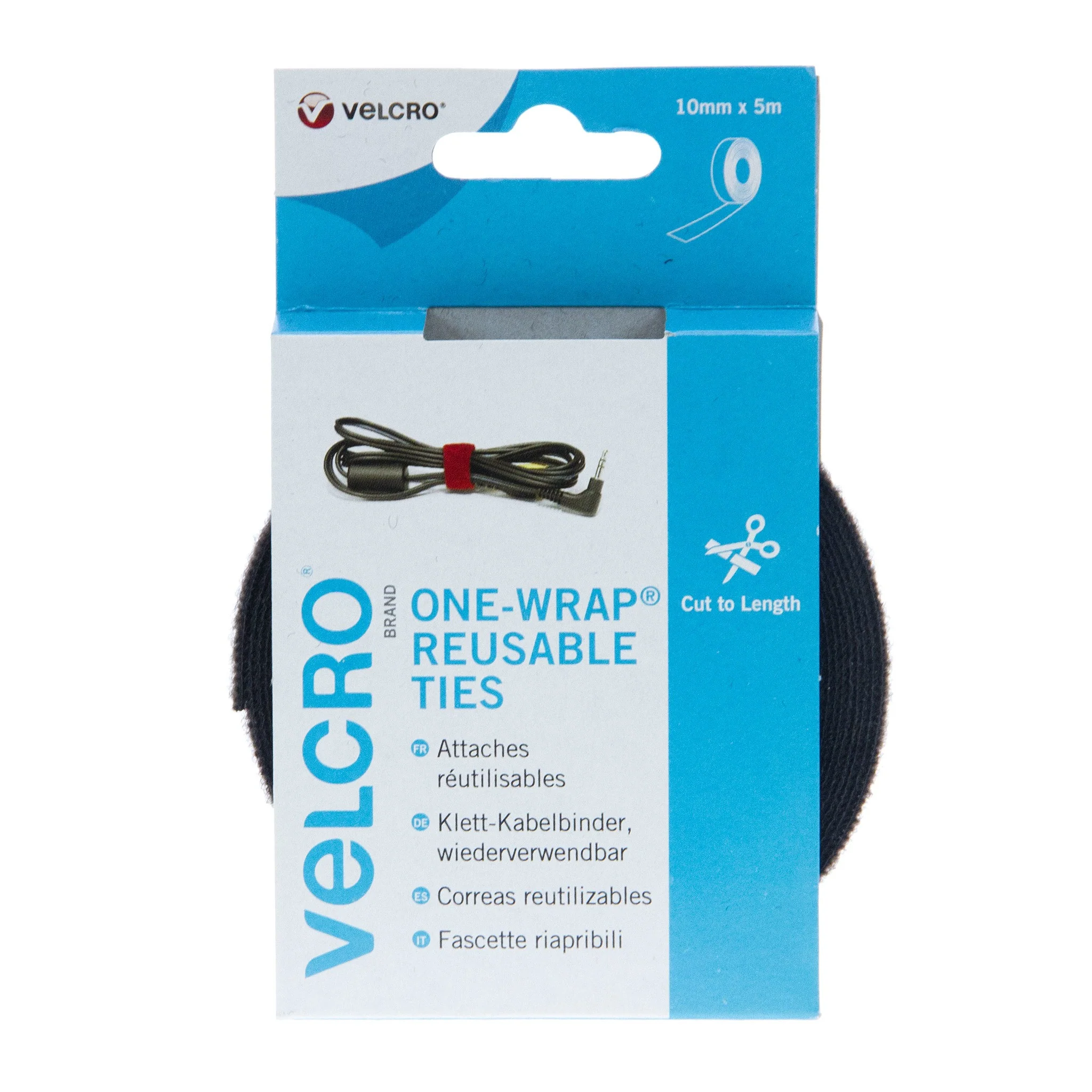 VELCRO Brand Cable Manager Tape Back to Back Hook & Loop 10mm x 5m Black