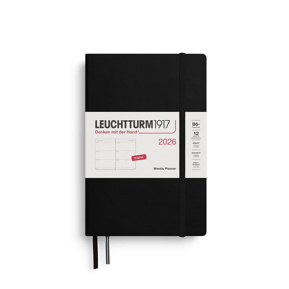 Weekly Planner Paperback (B6+) 2026 - Black