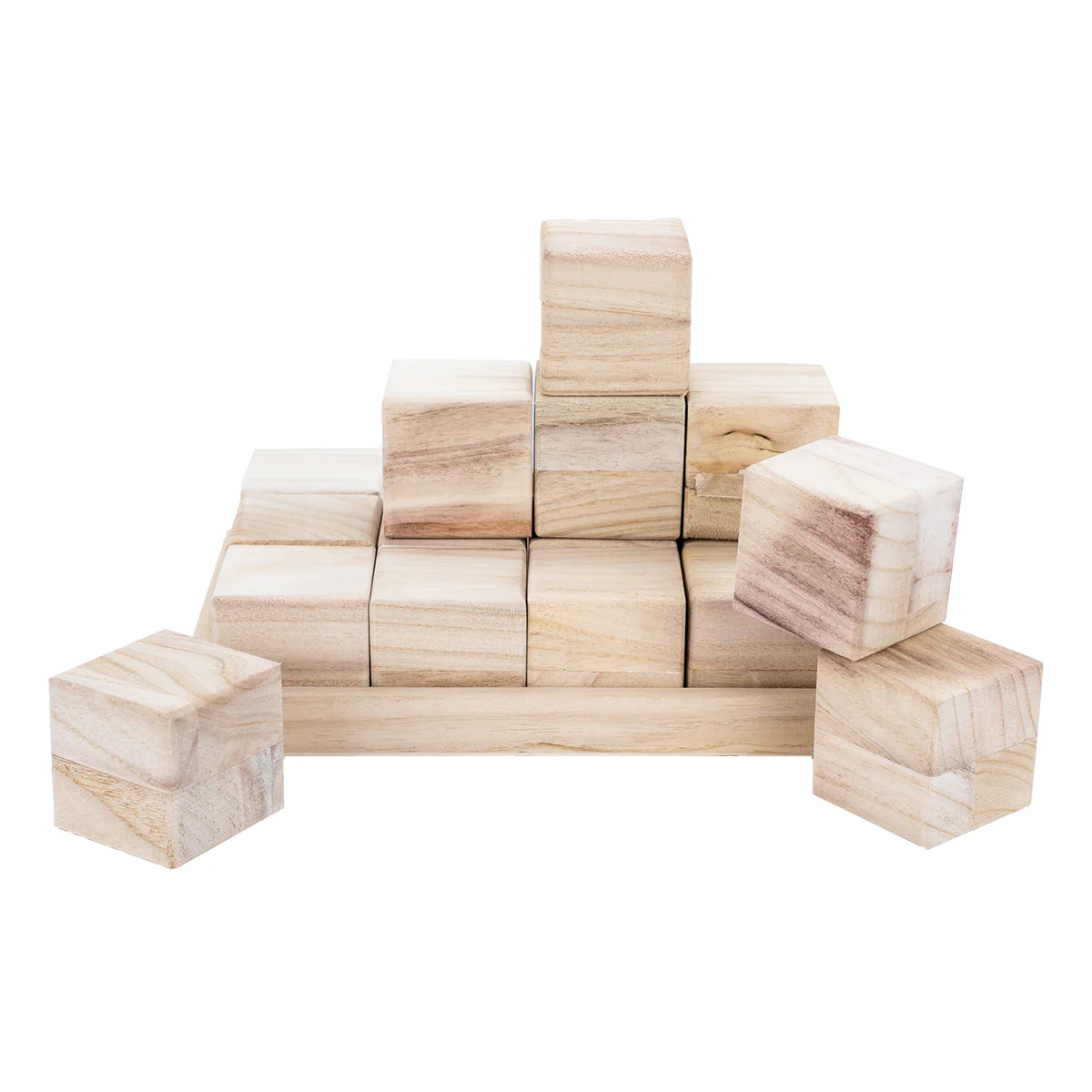 Wooden Cube and Tray Set - 16 cubes